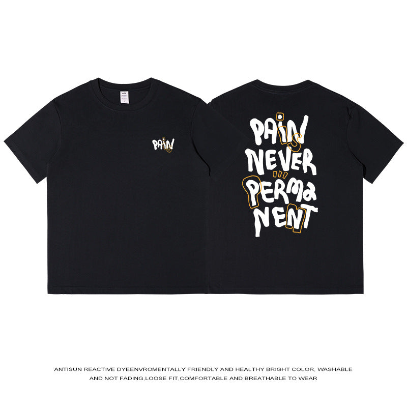 Cotton Loose Letter Back Printed Short Sleeve