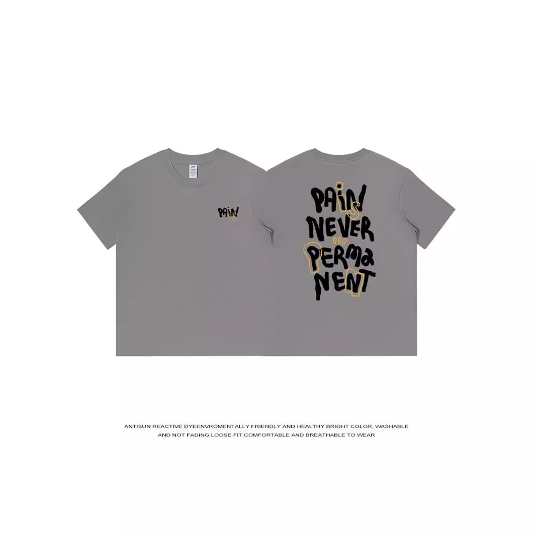 Cotton Loose Letter Back Printed Short Sleeve