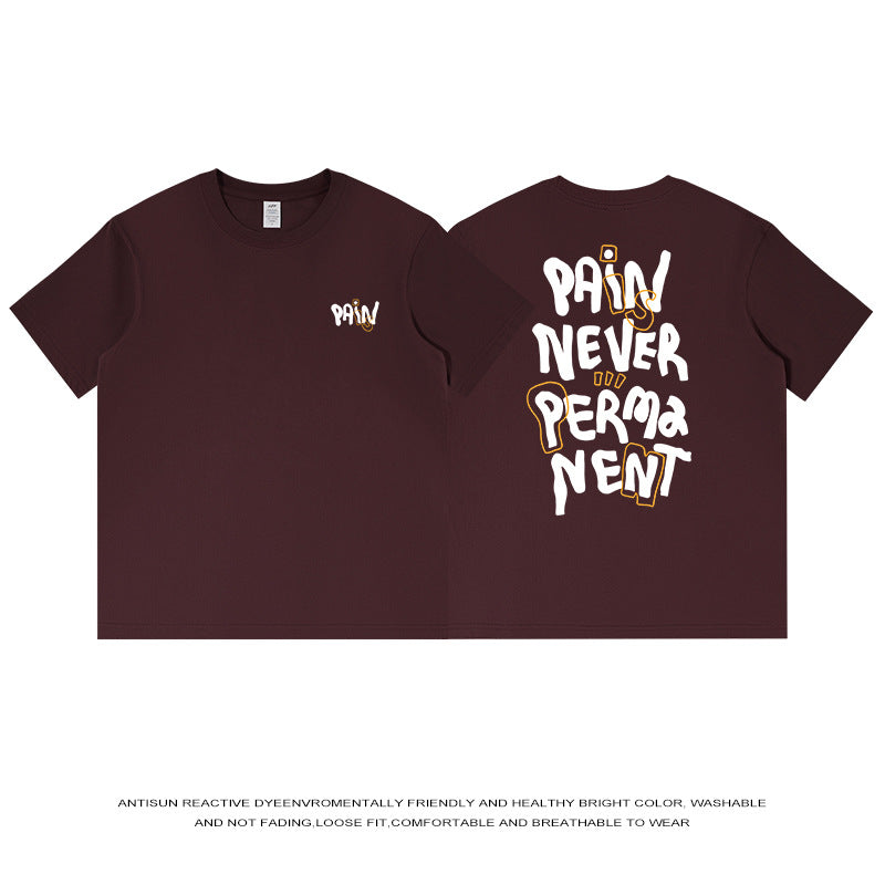 Cotton Loose Letter Back Printed Short Sleeve