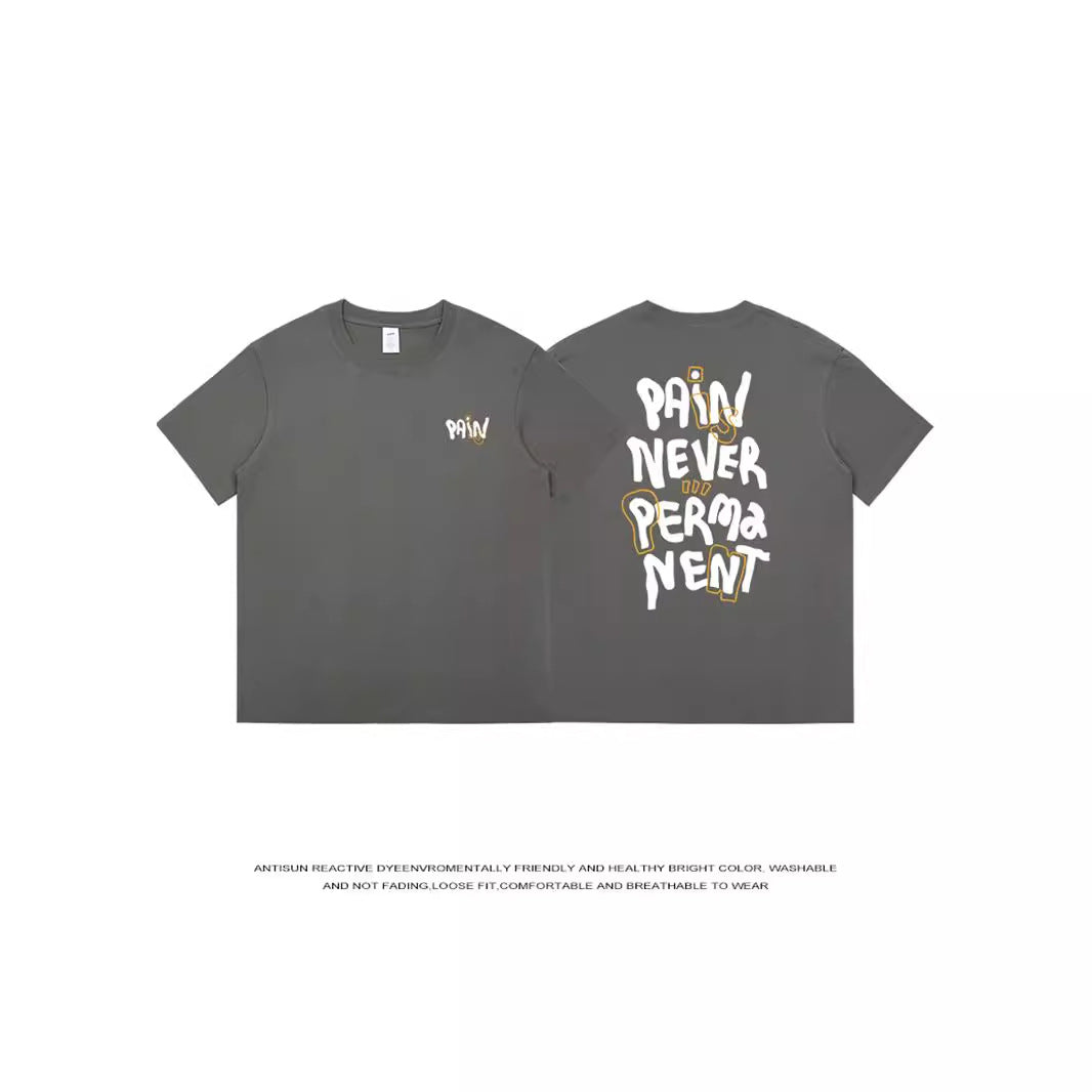 Cotton Loose Letter Back Printed Short Sleeve