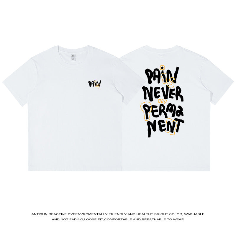 Cotton Loose Letter Back Printed Short Sleeve