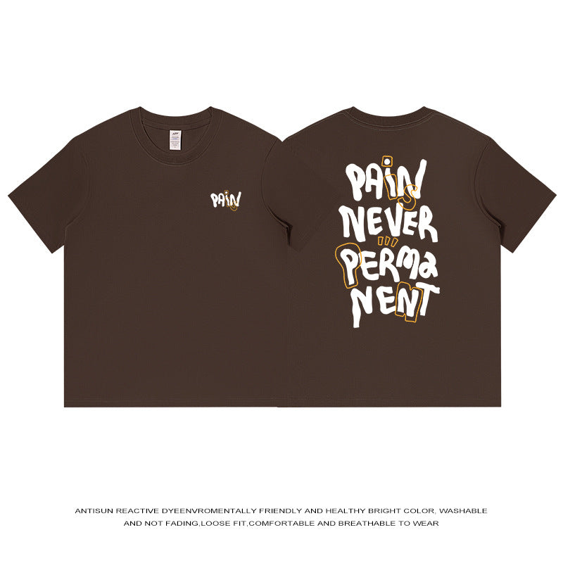 Cotton Loose Letter Back Printed Short Sleeve