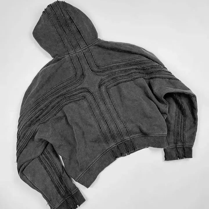 Street Hand Frayed Cross Design Sweater