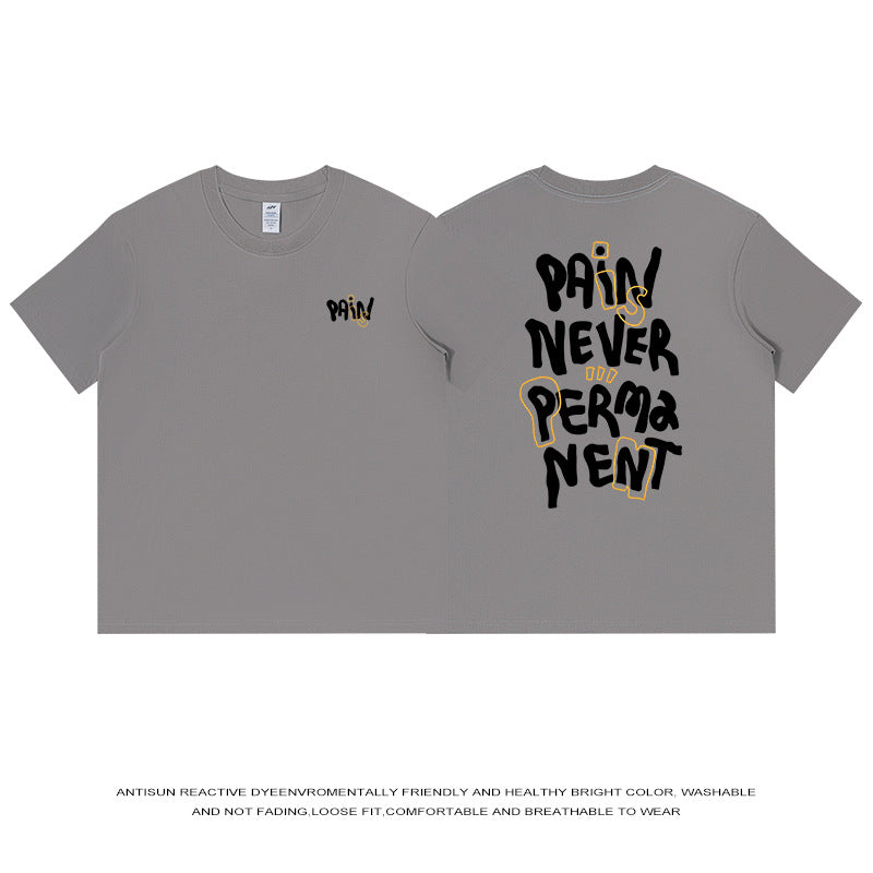 Cotton Loose Letter Back Printed Short Sleeve