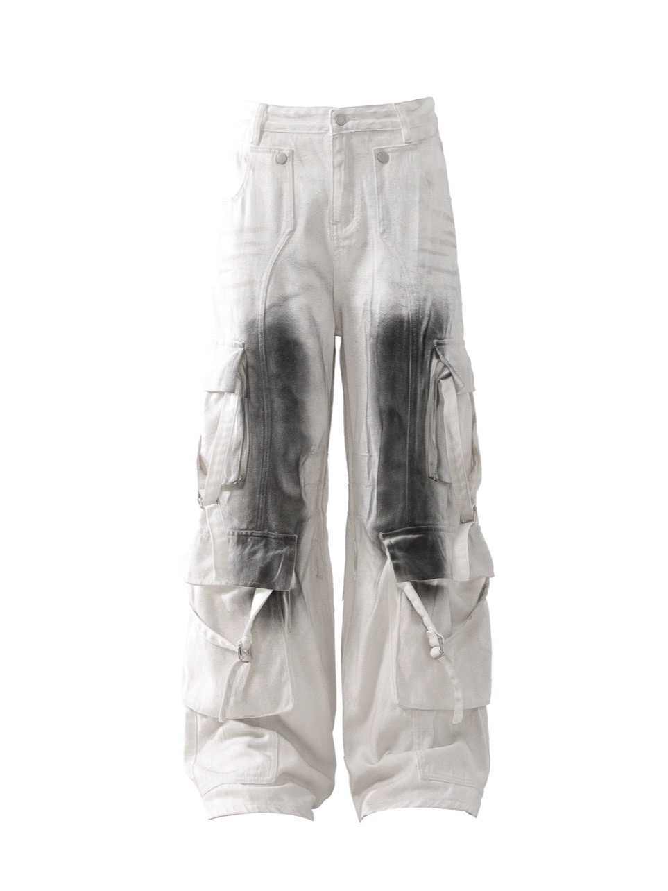 Splash Ink Multi-pocket Cargo Pant Straight Mopping Pants