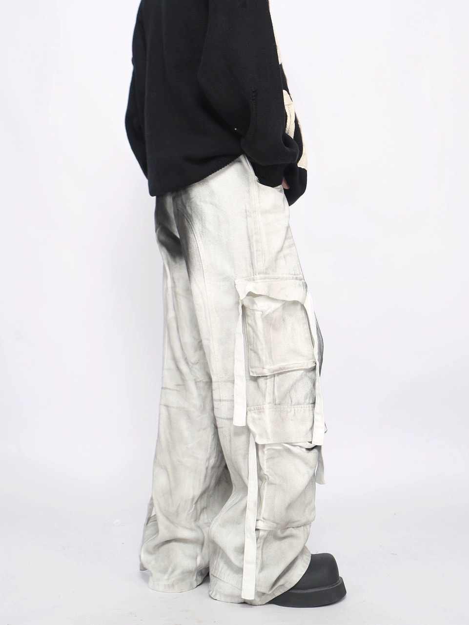 Splash Ink Multi-pocket Cargo Pant Straight Mopping Pants