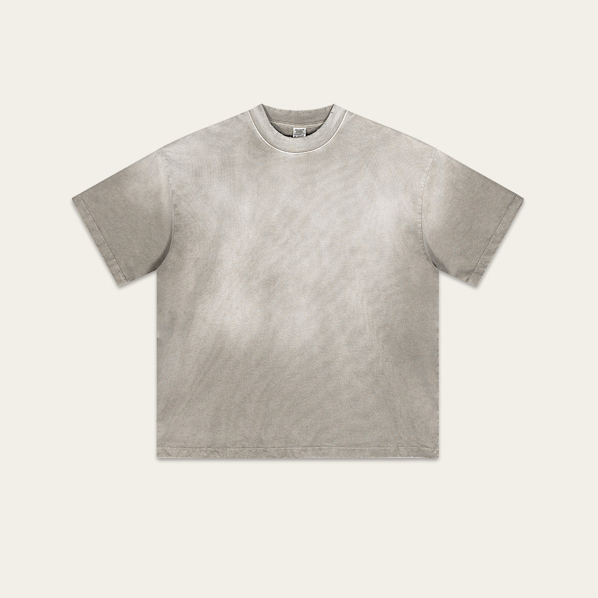 Retro Washed Heavy Small Neckline Short Sleeve