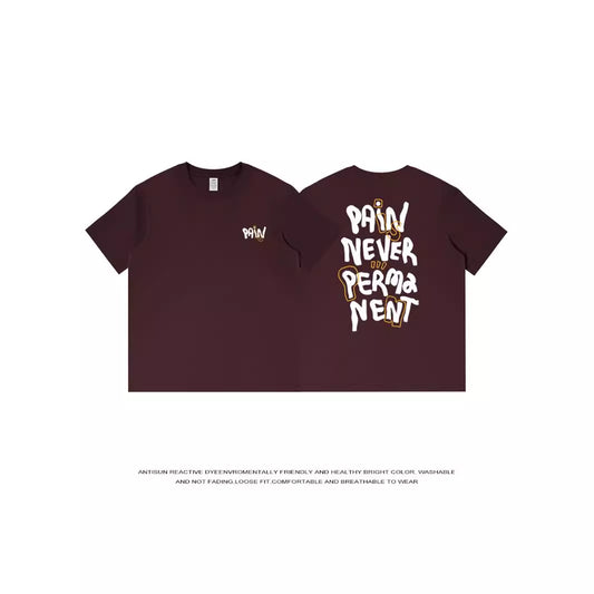 Cotton Loose Letter Back Printed Short Sleeve