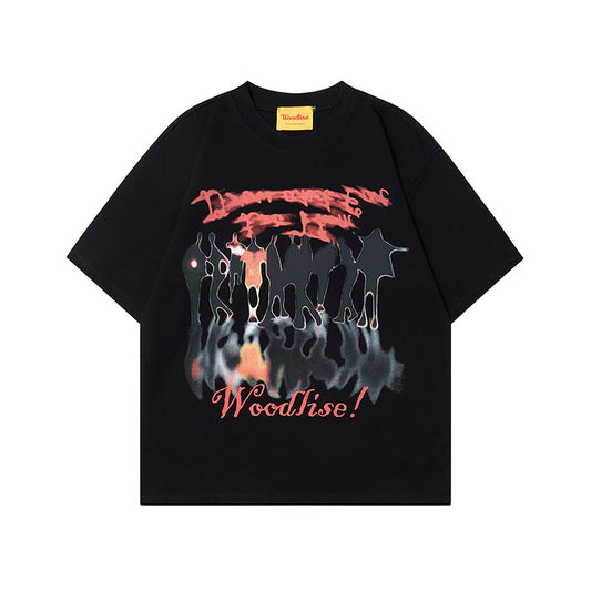 New Retro Abstract Graffiti Short Sleeve T-shirt Men's Summer